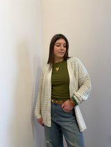 Cardigan frange, kontatto color panna