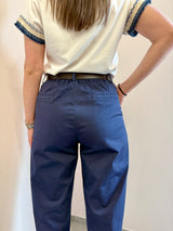 Pantalone in tela di cotone blu