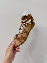 Sandali stringati in corda scamosciata