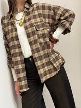 Camicia check in panetto beige