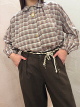 Camicia a quadri con arricciature – Toni terra