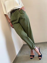 Pantalone in tela di cotone Oliva