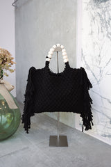 Borsa in maglia nera tracolla removibile