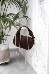 Borsa luna in suede moka