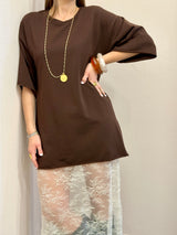 Abito in felpa cioccolato + pizzo Susy Mix