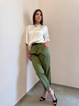 Pantalone in tela di cotone Oliva