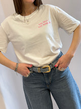 Maglietta ricamata rosa 50% bella/50% monella