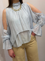 Blusa manica aperta azzurro polvere You Decide