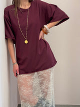 Abito in felpa bordeaux + pizzo Susy Mix