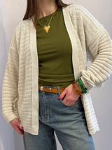 Cardigan frange, kontatto color panna