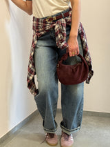 Borsa luna in suede Borgogna