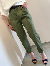 Pantalone in tela di cotone Oliva