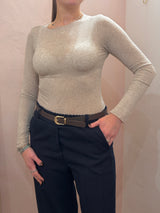 Maglia a maniche lunghe in misto cashmere beige mèlange