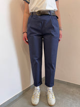 Pantalone in tela di cotone blu