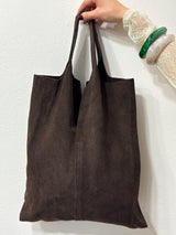 Borsa shopper in suede cioccolato