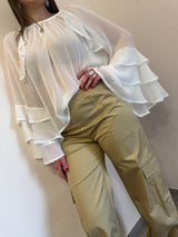 Camicia rouches bianca Kontatto