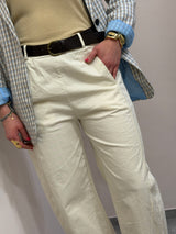 Pantalone Barrel in tela di cotone, panna