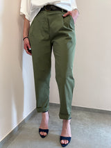 Pantalone in tela di cotone Oliva