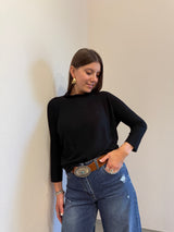 Maglia collo cratere nera Kontatto