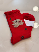Calze rosse con orsetto