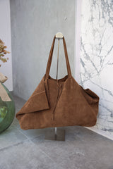 Borsa scamosciata con laccetto