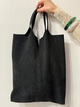 Borsa shopper in suede nera