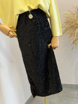 Gonna a tubino paillettes nera