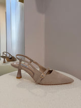 Slingback "Mary Jane" in Suede Taupe