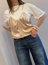T-shirt con top in raso pesca Tensione in