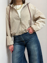 Giubbino Windbreaker Oversize con Cappuccio beige