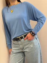 Maglia in viscosa girocollo, raglan Kontatto color Denim