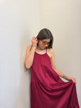 Abito lungo a balze rubino Kontatto