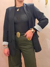 Blazer Nero con Spalle Strutturate