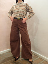Pantaloni Wide-Leg in Cotone - Marrone Tabacco - Tensione in