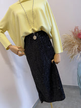 Gonna a tubino paillettes nera