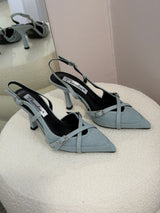Slingback in Denim con Multi-Cinturini