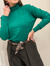 Maglione collo alto smeraldo