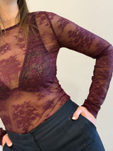 Maglia bordeaux in pizzo Kontatto