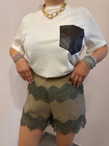 Shorts in pizzo verde militare Tensione in