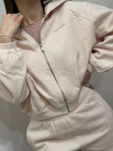 Felpa cropped Kontatto rosa pastello