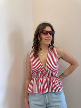 Top rigato con balza Kontatto