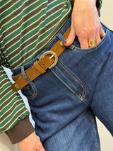 Cintura tabacco con borchie fiori Kontatto