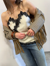 Canotta satin in pizzo