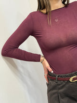 Maglia basica misto cashmere Borgogna