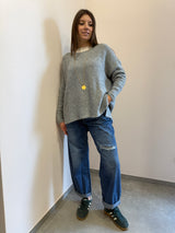 Maglione a barca over grigio chiaro Kontatto