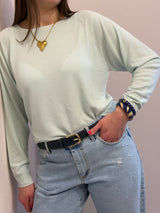 Maglia in viscosa girocollo, raglan Kontatto, color menta