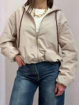 Giubbino Windbreaker Oversize con Cappuccio beige