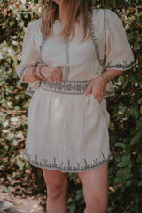 Gonna-Shorts Boho Avorio in Cotone Stropicciato - Art Love
