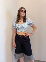 Top azzurro Flower Glamorous