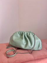 Borsa maxi clutch in pelle salvia